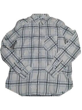 Express Plaid Boyfriend Fit Button Down Top